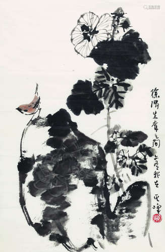 孙其峰（b.1920）  花鸟 纸本设色 镜片