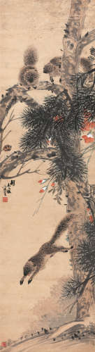 胡郯卿（1865-?） 松鼠 纸本设色 立轴
