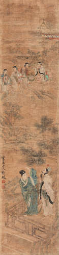 徐 砚（1866-1954） 遥望楼台 绢本设色 立轴
