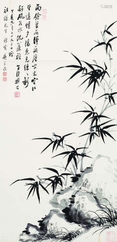 吴华源（1893-1972） 1947年 兰石图 纸本水墨 立轴