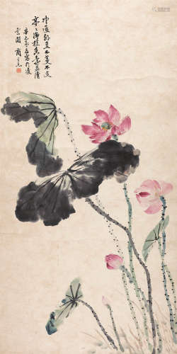 商笙伯(1869-1962) 1931年 荷花 纸本设色 立轴