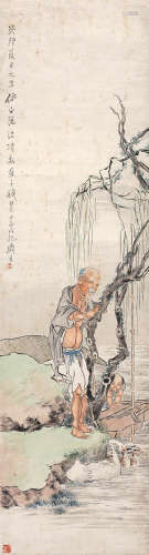 钱慧安（1911-1833） 1903年 逢春图 纸本设色 立轴
