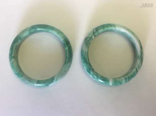 A Pair Chinese Carved Jadeite Bracelet