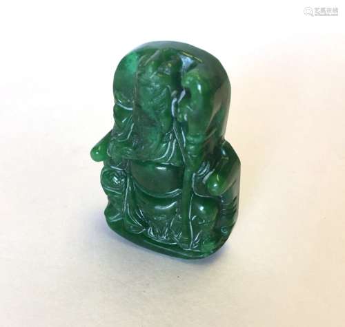 Chinese Carved Jadeite Guan Gong Pendants