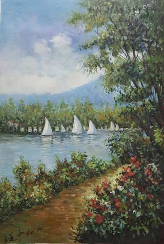 An oil painting,Wang Daozhong(1931-)
