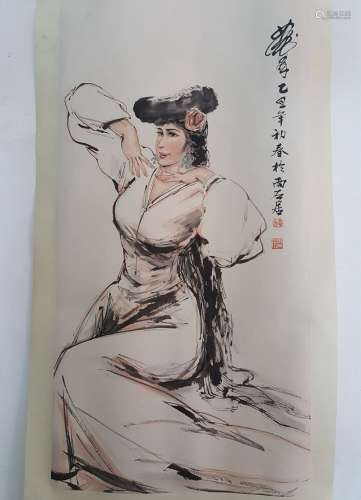 Chinese Scroll Painting,Huang Zhou(1925-1997)