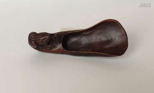 Chinese Carved Wood Tea Spoon