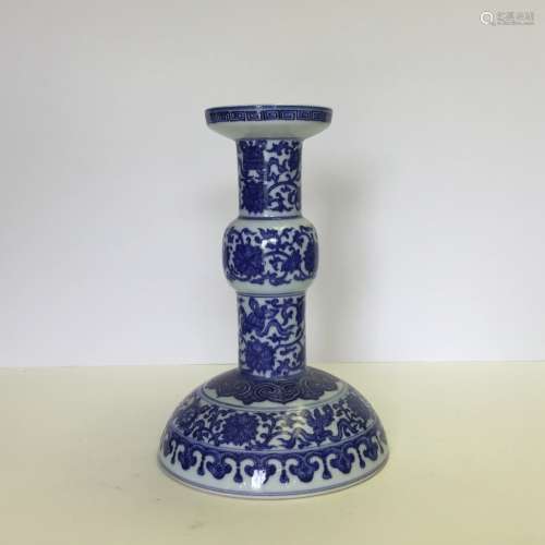 Chinese Blue And White Porcelain Candle Stand