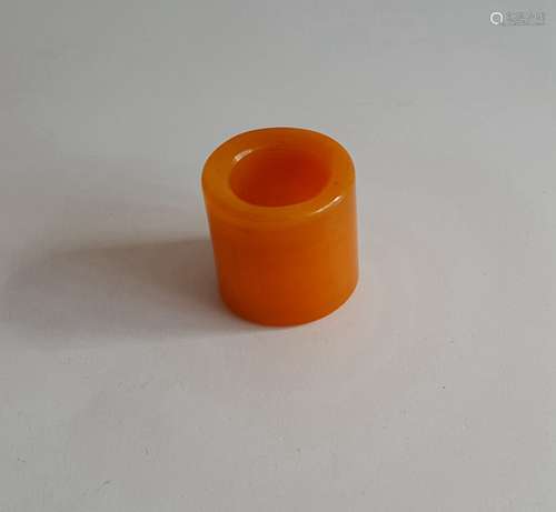 Chinese Carved Yellow Jade Archery Ring