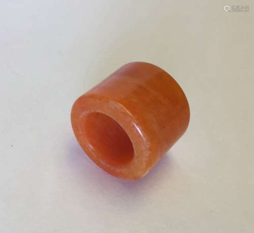 Chinese Carved Yellow Jade Archery Ring