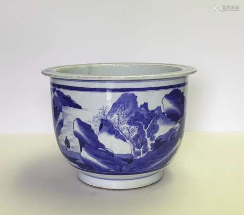 Chinese Blue&White Porcelain Plate Flower Pot
