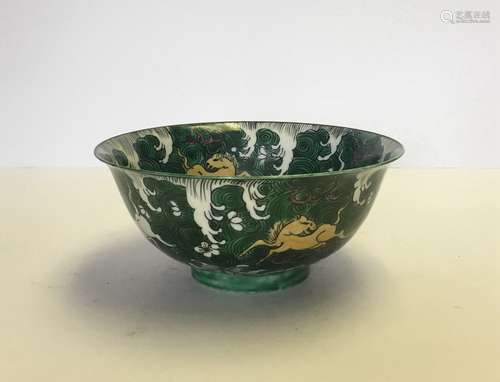 Large Chinese Porcelain Five Color Bowl