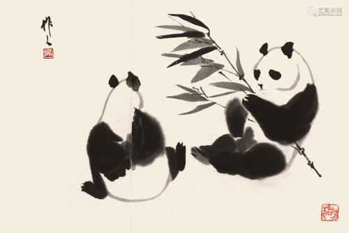 吴作人 熊猫 水墨纸本立轴