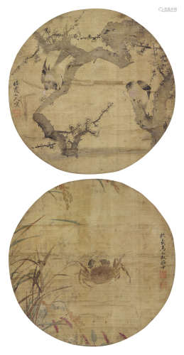 马元驭（1669～1722） 清 梅花双雀 立轴 绢本