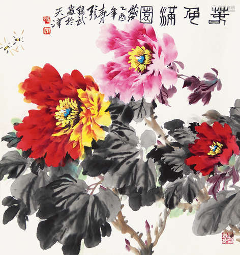 张锡武（b.1927） 牡丹 立轴 纸本