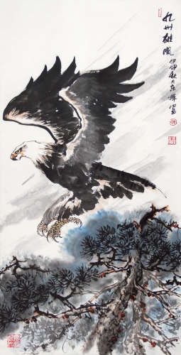 李东辉 甲申（2004年）作 九州雄风 立轴 纸本