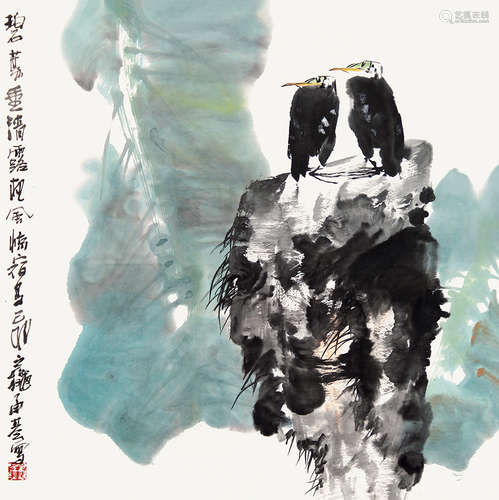 陈承基（b.1950） 乙卯（1999年）作 碧叶清露 镜心 纸本