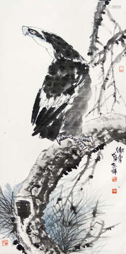 李东辉 戊寅（1998年）作 松鹰图 立轴 纸本