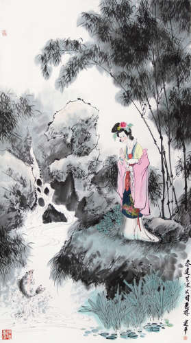刘建平（b.1946） 仕女 立轴 纸本