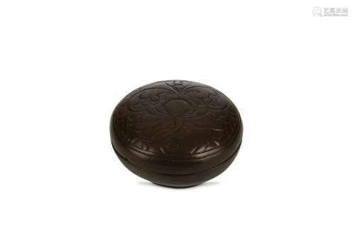 A CHINESE BRONZE CIRCULAR POWDER BOX AND COVER. Qing Dynasty, 18th Century. The domed cover incised