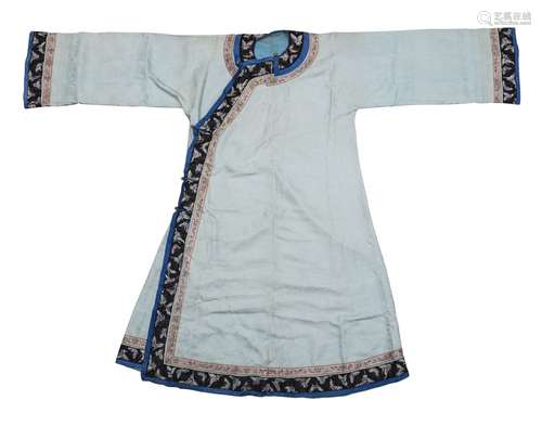 A Chinese '100 butterflies' silk embroidered robe, late Qing dynasty, decorated with floral sprays