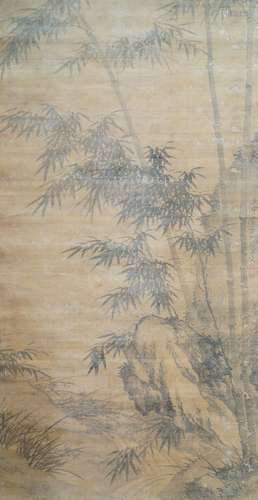 ANONYMOUS, 19th century Chinese School, ink and colour on silk, large hanging scroll, study of