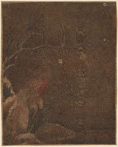 Three Chinese paintings on silk, 18th-19th century, comprising a pair of sparrows and blossoming