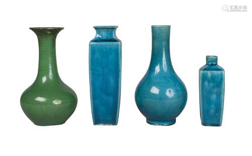 Four pieces of Oriental monochrome porcelain, 18th-19th century, comprising two Chinese turquoise