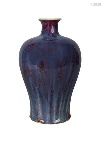 A Chinese porcelain flambe glazed meiping, late 19th century, rubustly potted, with narrow neck