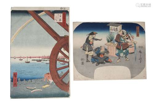 Ando Hiroshige, Japanese, 1797-1858 A scene from One Hundred Famous views of Edo, together with a