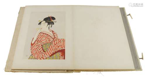 A album of Japanese prints, late 19th/20th century, to show various scenes from domestic life,