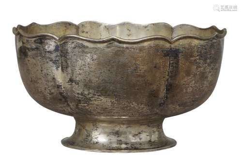 A Chinese export silver 'lotus' footed bowl, early 20th century, moulded as a lotus flower, with