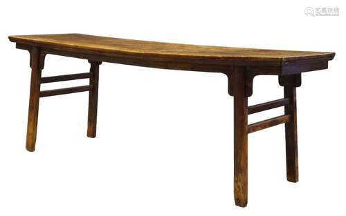 A large Chinese cypress wood painting table, 18th/19th century, the rectangular top raised on square