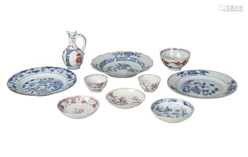 Ten pieces of Chinese export porcelain, 18th-19th century, comprising jug, 14cm high, two teabowls