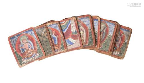 A collection of Tibetan gouache votive paintings on paper (tsakli), early 20th century, some