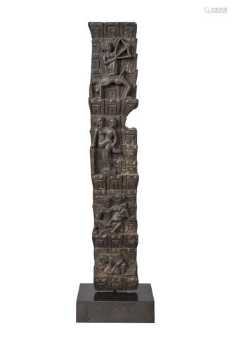 A Nepalese carved wooden erotic strut, late 19th/early 20th century, carved with four different