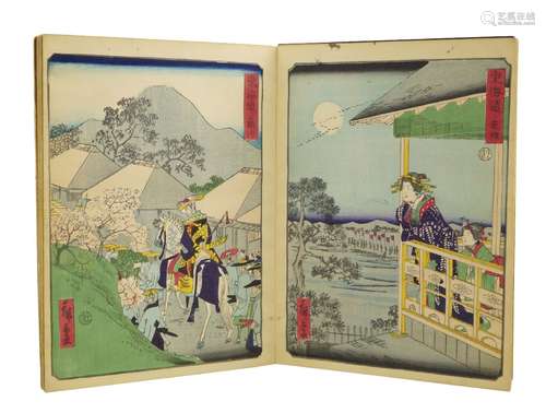 After Ando Hiroshige, Japanese, 1797-1858, an album of prints of views of landscapes, with with