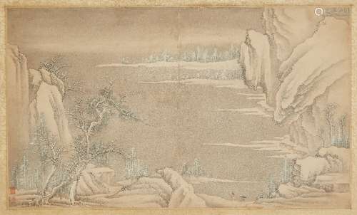 18th century Chinese School, a pair of ink and watercolour on paper, one an expansive mountainous