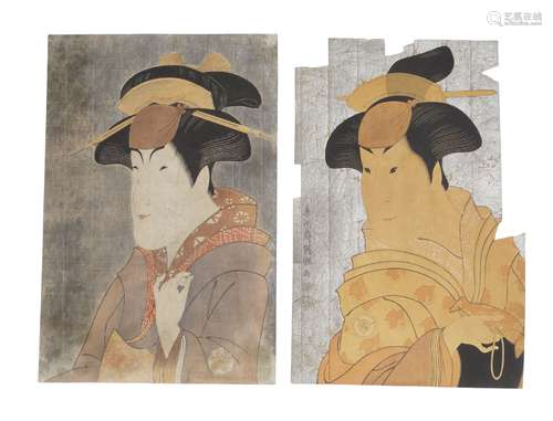 Attributed to T?sh?sai Sharaku, Japanese, active 1794-1795, portrait of a Geisha or Kabuki actor,