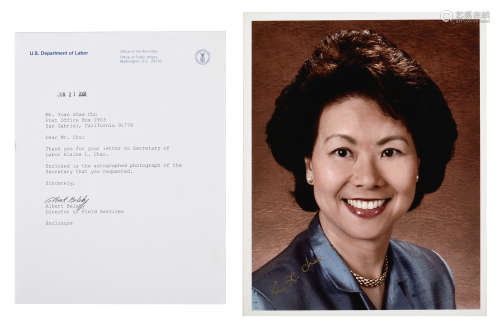 US CABINET MEMBER ELAINE L. CHAO SIGNED PHOTO