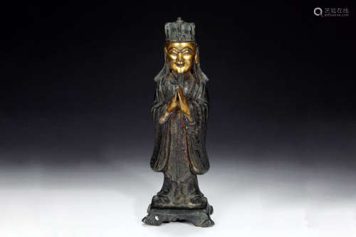 A GILT AND LACQUER BRONZE DAOIST STATUE