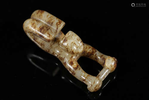 ARCHAIC JADE CARVED 'PERSON' FIGURE