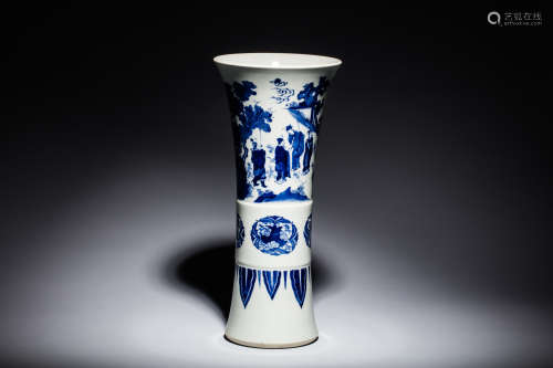 BLUE AND WHITE 'PEOPLE' VASE, GU