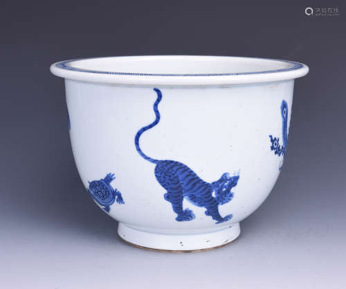 BLUE AND WHITE 'MYTHICAL BEASTS' PLANTER