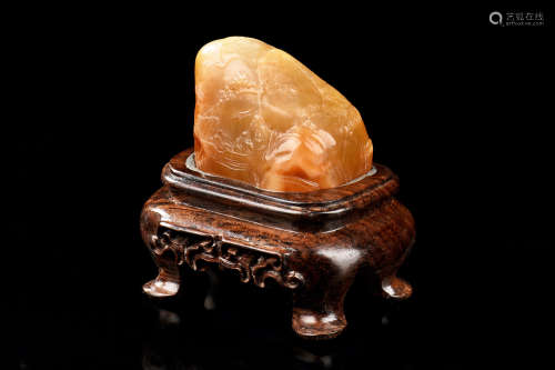 TIANHUANG SOAPSTONE CARVED SMALL MOUNTAIN BOULDER, SHANZI