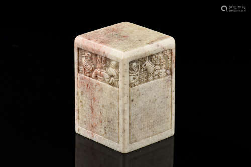 SHOUSHAN SOAPSTONE CARVED 'CALLIGRAPHY' STAMP SEAL