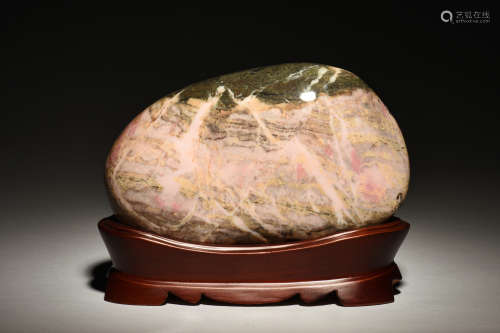 TAIWANESE RHODONITE STONE WITH STAND