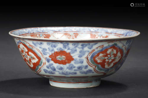 A COPPER RED UNDERGLAZE BLUE BOWL