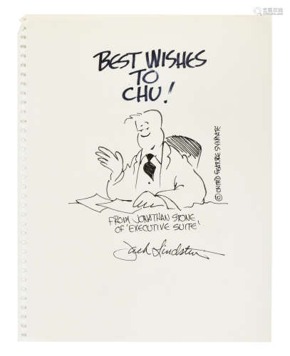 CARTOONIST JACK LINDSTROM SIGNED COMIC SKETCH