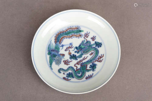 DOUCAI 'DRAGON AND PHOENIX' DISH